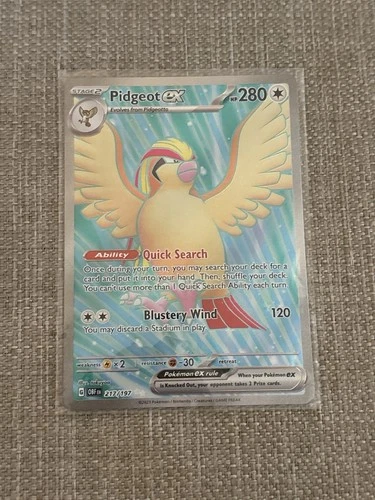 Pidgeot ex 217/197 Full Art Ultra Rare Obsidian Flames Pokemon Card NM