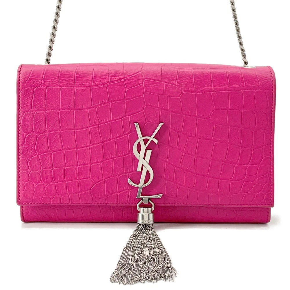 Saint Laurent — SAINT LAURENT PARIS Kate Tassel ChainShoulder Bag Croco embossed leather Pin...