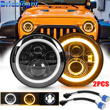 Pair 7 Inch Round Led Headlights Dot High-low Beam For Jeep Wrangler Jk Tj Cj Lj