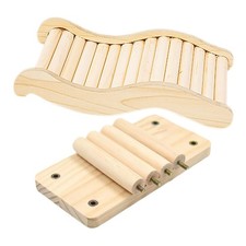 Wooden Small Hamster Ladder and Play Platform Durable Cage Accessory Khaki