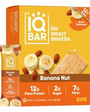 IQBAR Clean Plant Protein Bars - Banana Nut - 12 Count - Keto, Vegan, High Fi...