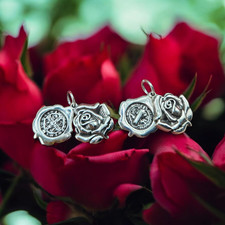 St. Benedict Sterling Silver Sliding Rose Medal Charm/Pendant