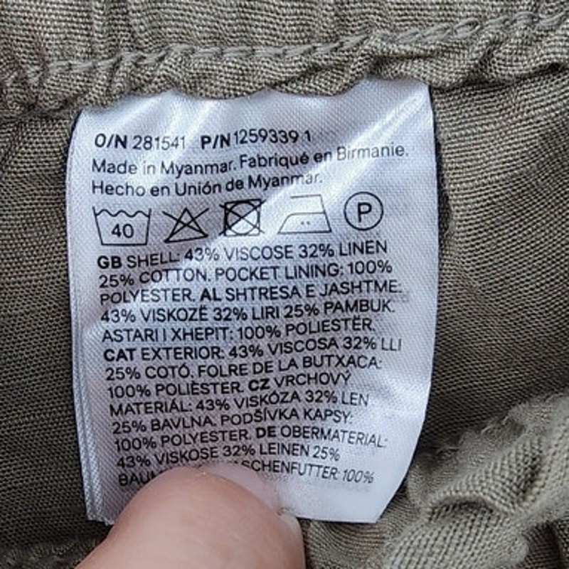 New NWT Wide Leg Linen Blend Pants Green Army Size Large thumbnail 10