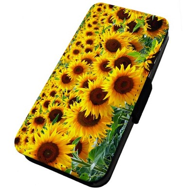 Bedruckte Flip Handyhülle iPhone, Samsung & Huawei Garten Blumen Sonnenblumen