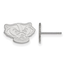 10k White Gold University of Wisconsin XS (Tiny) Post Earrings