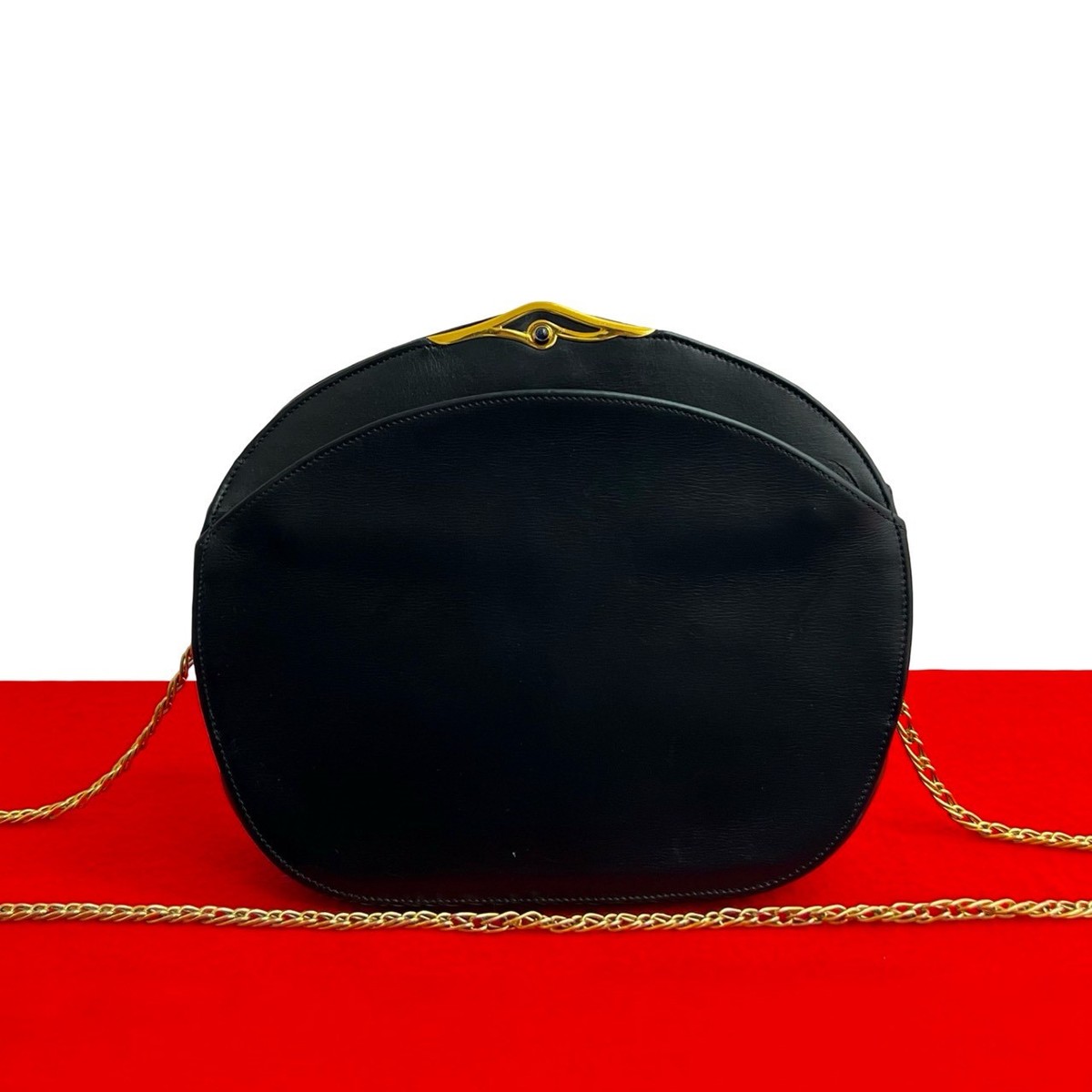 CARTIER Sapphire line Shoulder Bag leather Navy 39262 | eBay