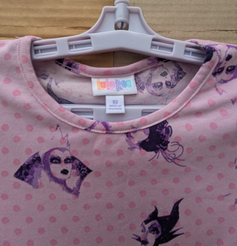 LuLaRoe Girls Disney Villains Dress Size 10 Pink Purple Pockets NWT Cruella - Picture 7 of 14
