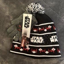 NWT STAR WARS HAT BEANIE MITTEN SET BNWT SNOW WINTER COLD DARTH VADER