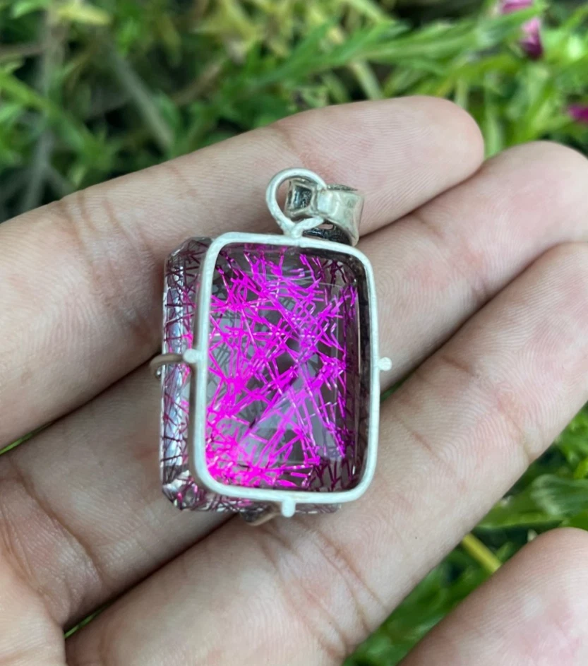 Colgante de plata maciza 925 ópalo monarca natural certificado 70 quilates + LT piedras preciosas sueltas Foto 3 de 4