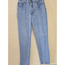 LA Blues Vintage High Waisted Mom Jeans Light Wash Slim Fit Tapered Leg Sz 10