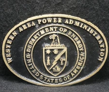 XC07102 VINTAGE 1970s *U.S. DEPARTMENT OF ENERGY* WESTERN AREA BRASS BELT BUCKLE