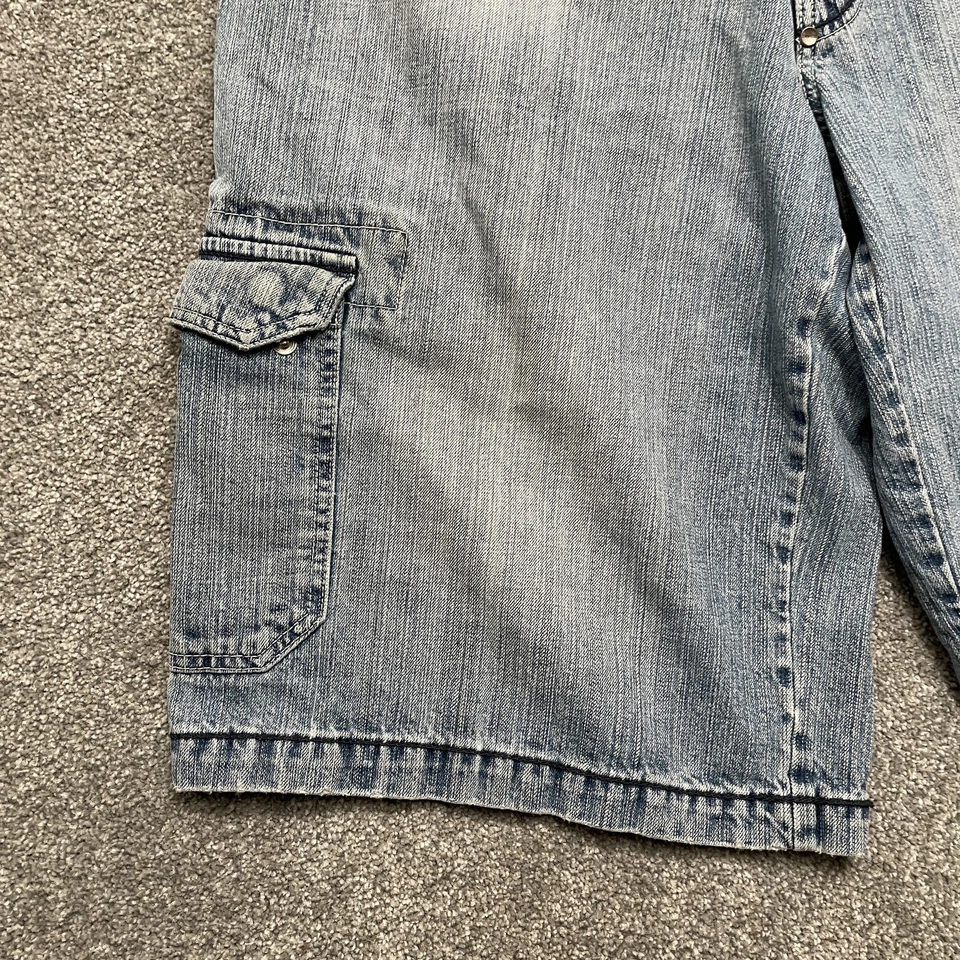 Pantalones Cortos Enyce Cargo Denim Para Hombres 38 Sueltos Y2K Hip Hop Patinador Jean Envejecido Foto 2 de 4