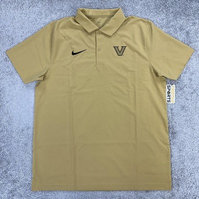 Vanderbilt Commodores Shirt Mens Large Gold Nike Dri Fit Coaches Polo Vandy