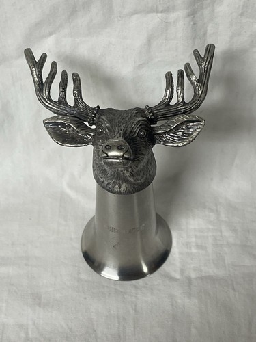 Jägermeister Deer Stag Buck Elk Head Shot Glass Pewter Stainless Metal Cup