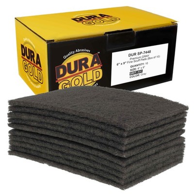 10 Dura-Gold 6'' x 9'' Gray Ultra Fine Scuff Pads, Sanding, Cleaning, Auto Paint
