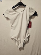 Child Large White Short Sleeve Leotard Capezio TB132C Girls Ballet Dance NWT