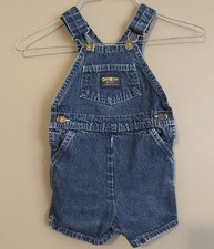 VINTAGE OshKosh B  Gosh Vestbak Overall Denim Shorts 2T Classic Patch MADE IN USA