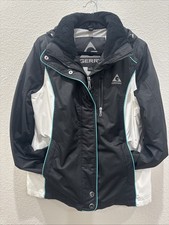 Chaqueta de invierno impermeable con capucha negra blanca y negra pequeña para mujer Gerry