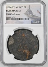 (1824-97) 8 Real Shipwreck USS Charleston NGC Graded SEA SALVAGED