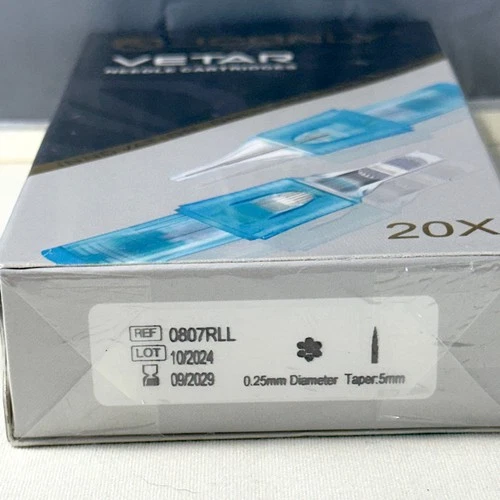 JCONLY Vetar Needle Cartridges 20pcs .25mm Diameter Taper .5mm NEW sealed image 2