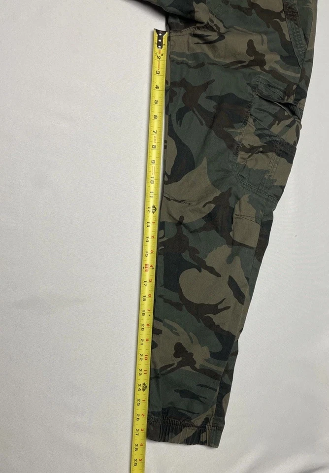 "Pantalones cargo Wrangler para niños jugadores verdes camuflados bolsillos 16 R cintura elástica entrepierna 27""" Foto 3 de 4