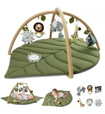 Blissful Diary Baby Play Gym Activity Mat Oversize Leaf Shaped Jungle Mat