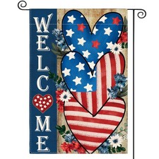 Patriotic 4th of July Welcome Garden Flag 12x18 Inch Double Sided
