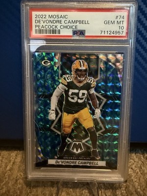 2022 Mosaic Peacock Prizm #74 De'Vondre Campbell Case Hit SSP PSA