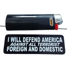 Small Hand Sticker I WILL DEFEND AMERICA AGAINST ALL Domestic TERRORIST