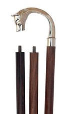 Vintage Style Brass Fox Handle Walking Cane Stick Wood Victorian Vintage Shaft