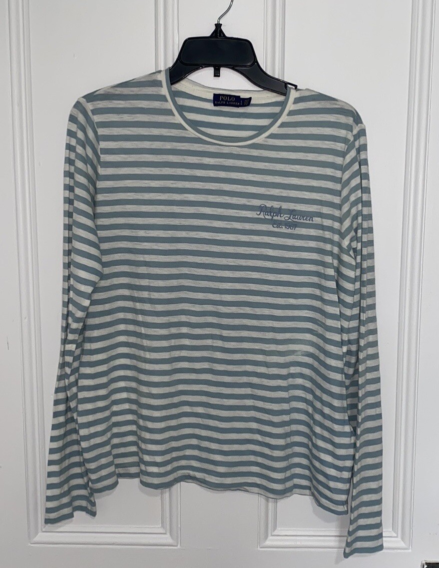 Tシャツ・カットソー Ralph Lauren PULLOVER LONG SLEEVE (710 890558 506 DECKWASH) Polo Ralph Lauren Blue Yellow Pullover V-Neck Long Sleeve
