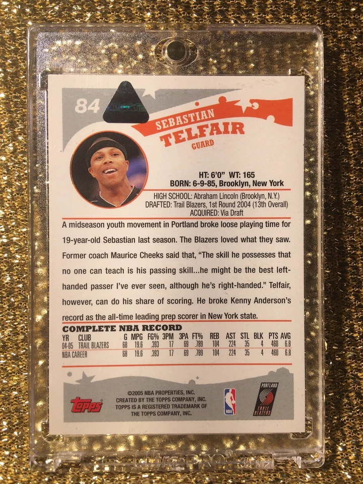 Sebastian Telfair Portland 2005 Topps NBA Black Printing plate 1/1 one of one - Image 2 of 3