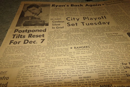Vintage Dallas Paper Baylor Intergrates Athletics Sports Mourn John Kennedy 1963 - Foto 4 di 5