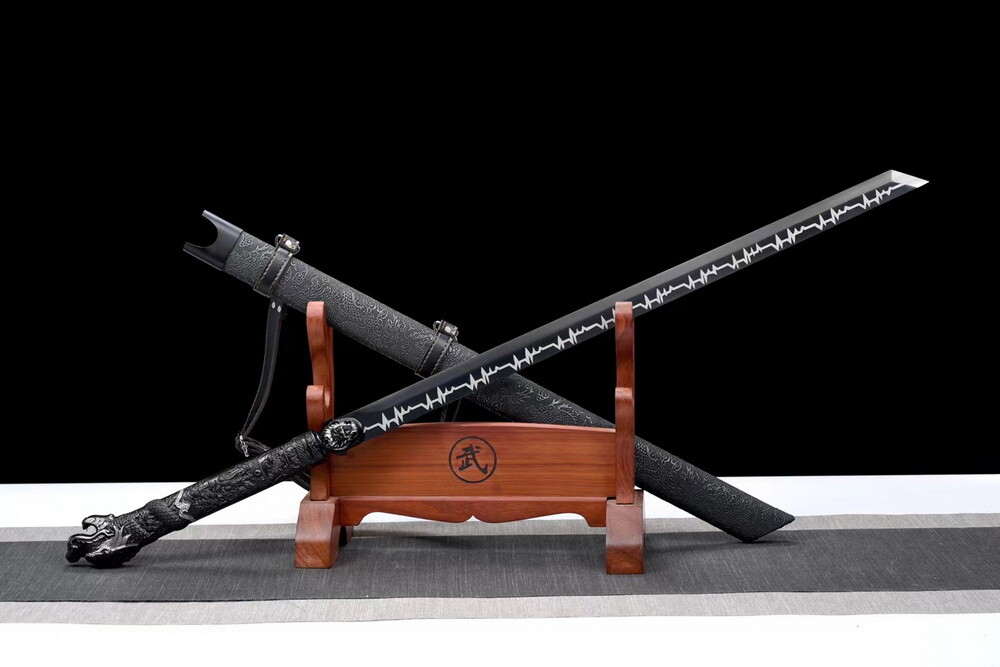 Black Manganese Steel Sharp Blade Japanese Sword Samurai Katana