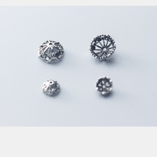 925 Sterling Silver Love Heart Flower Bead Cap DIY For Bracelet Necklace 8mm10mm