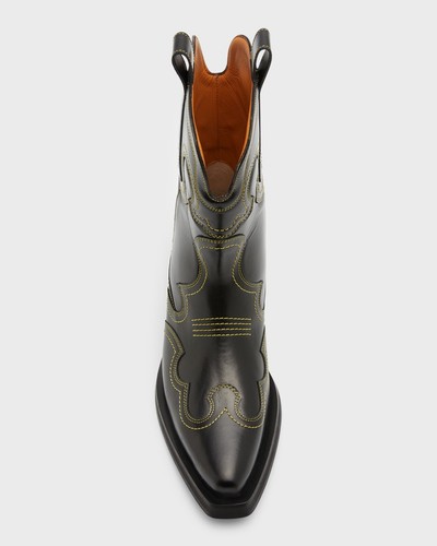 Ganni Low Shaft Embroidered Western Boots - Black/Yellow ( Origin $595 ) - Picture 8 of 23