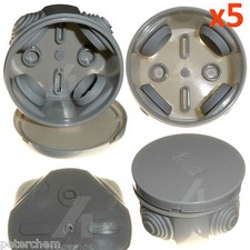 5 x Weatherproof round junction box cable joint IP44 65 x 35mm with grommets 