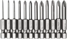 Rocaris 12Pcs Hex Shank Magnetic Phillips Cross Screwdriver Bits 50mm 1/4 Inch