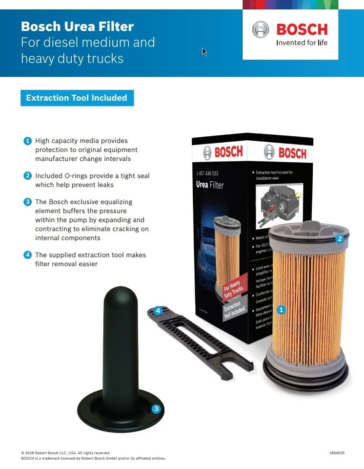 Seis filtros de urea Bosch 1457436033 D6033 UF101 diésel medianos, camiones de servicio pesado Foto 3 de 4