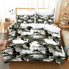 Quilt Duvet Cover Pillowcase Single Double Combat Army Camouflage Bedding Set BH
