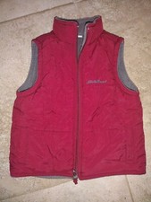 Eddie Bauer Winter Vest Kids Reversible Maroon And Gray Zip Up