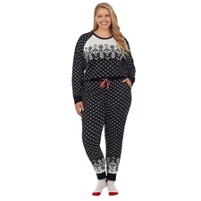 Cuddl Duds Womens Black White Sweater Knit Socks Pajamas 3 Pc Set Plus Sz 3X New