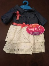 My Life As Doll Outfit Denim Dress W/ Ruffles Fits 18" Dolls