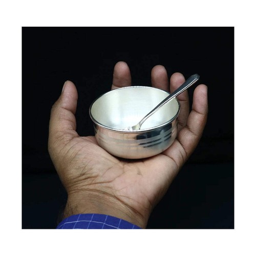 999 Silver Bowl and Spoon Vessel Utensil for Home Kitchen Use Ideal Gifting Item - Picture 3 of 3