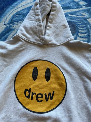 Justin Bieber Drew Skate House Logo Hoodie Smiley Men’s Sz Large White Cream - Picture 5 of 7