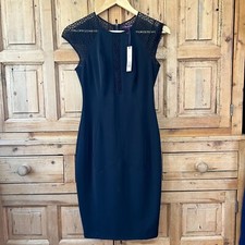 Rachel Roy Womens Size 2 Black Dress LBD Sheer Lace Back Shoulders Bodycon NWT