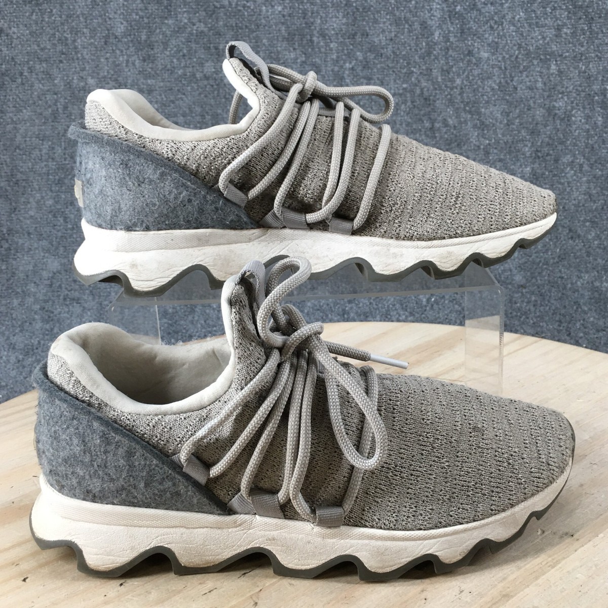 Sorel Shoes Womens 9 Kinetic Running Sneakers NL3227 081 Gray Knit