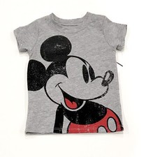 Disney Classic Mickey Mouse Tee. Distressed Fabric. Grey 6-12 Months