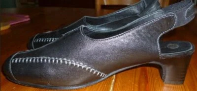 chaussures femme, noir, cuir souple, DAMART,40, sandales, pédiconfort - Photo 1/3