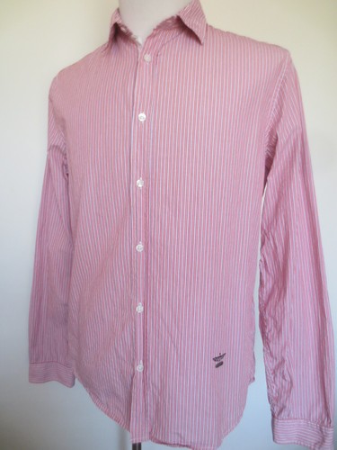 GUESS Hemd langarm "USA CALIFORNIA" Regular Fit M L Streifen hell rot weiß /P - Bild 2 von 5